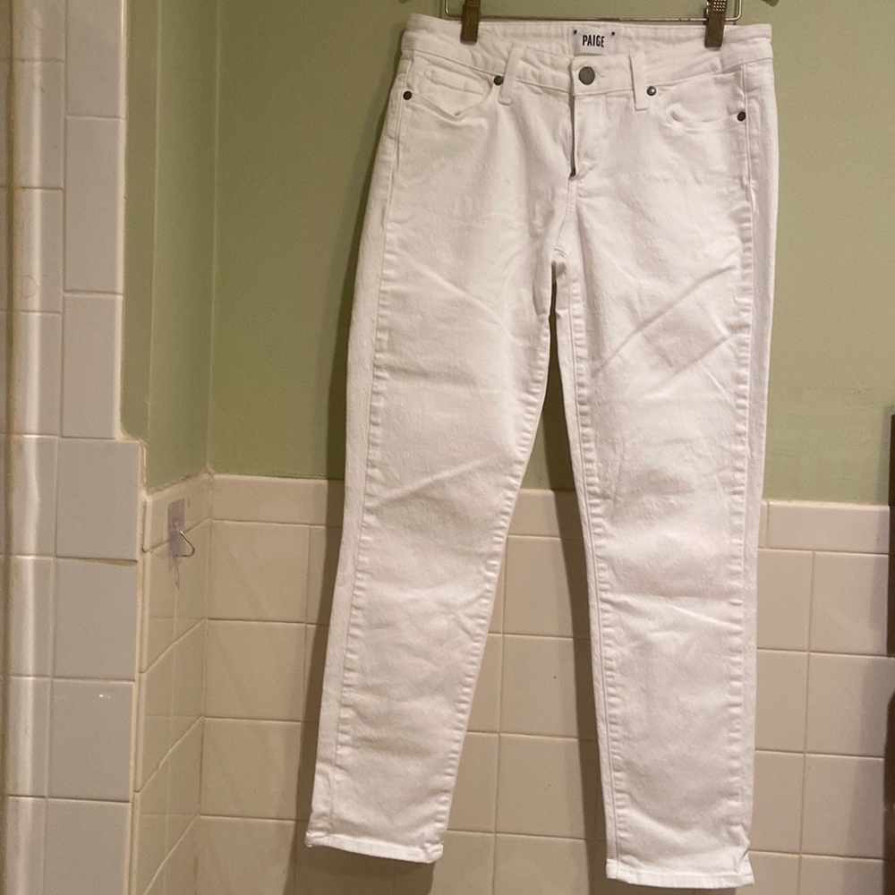 🌸Paige Kylie Crop White Skinny Jeans size 28